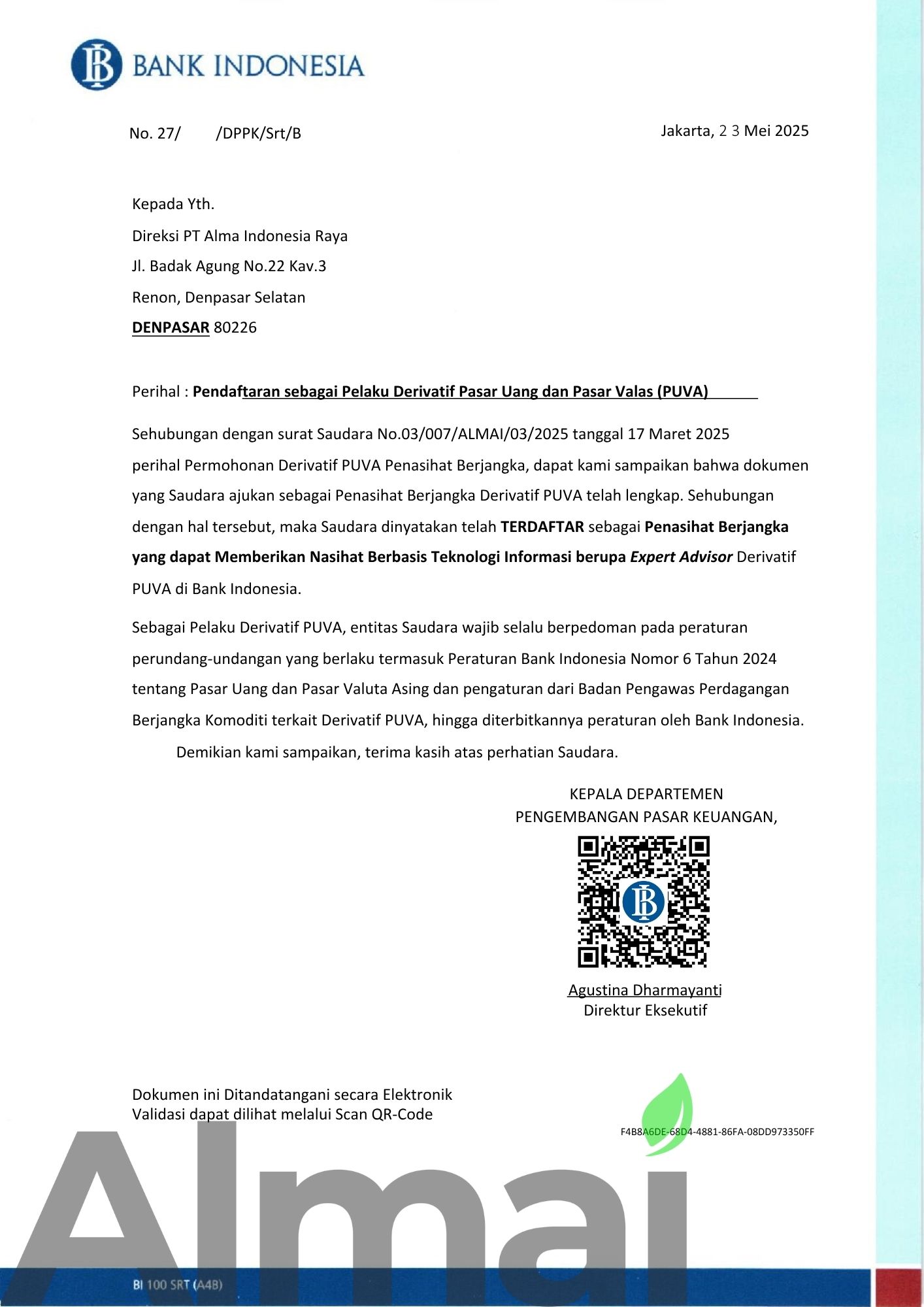 Persetujuan Bank Indonesia